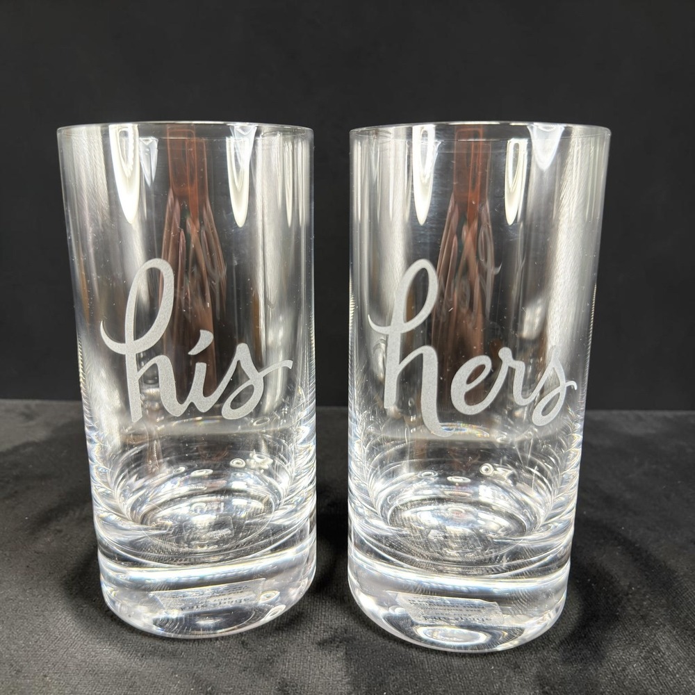 Kate Spade New York His‎ and Hers Highball Glass Set Lenox Crystal 6in Tall NEW